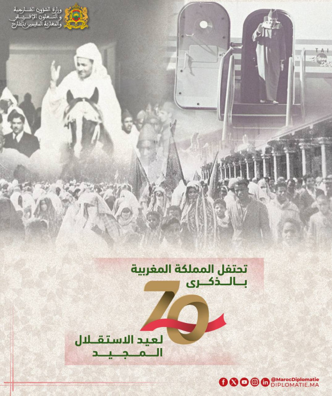 يخلد الشعب المغربي الذكرى 70 لعيد الاستقلال